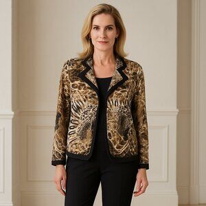 Beĺlissima Size 14 Animal Exotic print zip front long sleeve top